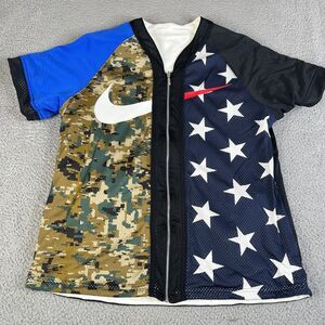 NIKE Jersey Mens L Camo  Reversible NikeLab Full Zip USA Flag Heavyweight
